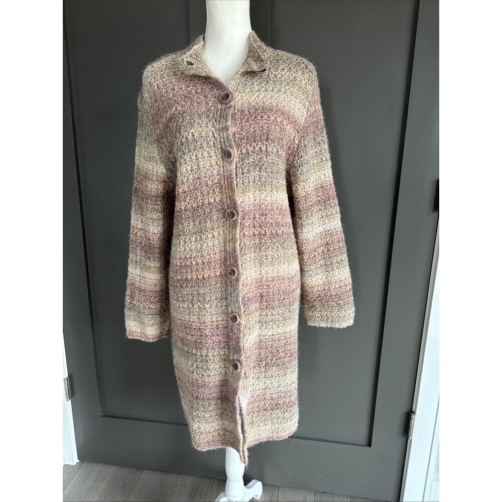 J Jill Alpaca Wool Blend Cardigan Sweater Women’s Sz XL Knit Long Velvet Button